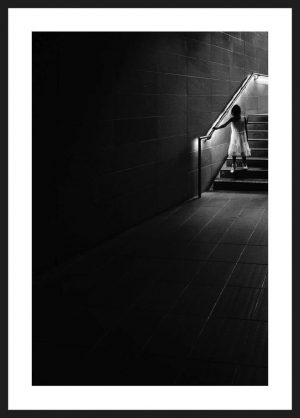 Little Girl on Stairs (bw)