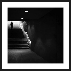 Man on Stairs (bw)
