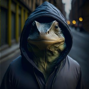 Lizard with Hoodie III